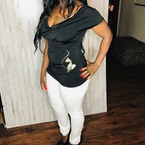 Baby Phat Cowl Neck Black Top